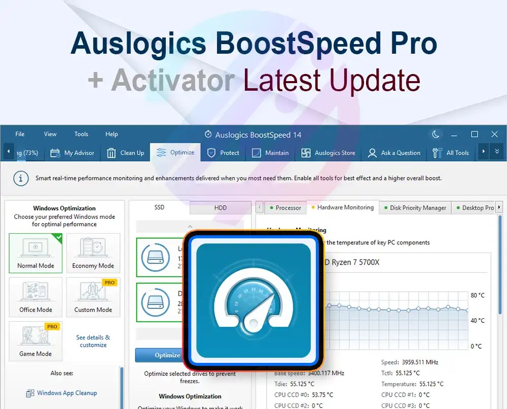 Auslogics BoostSpeed Pro 14.1 + Crack Portable