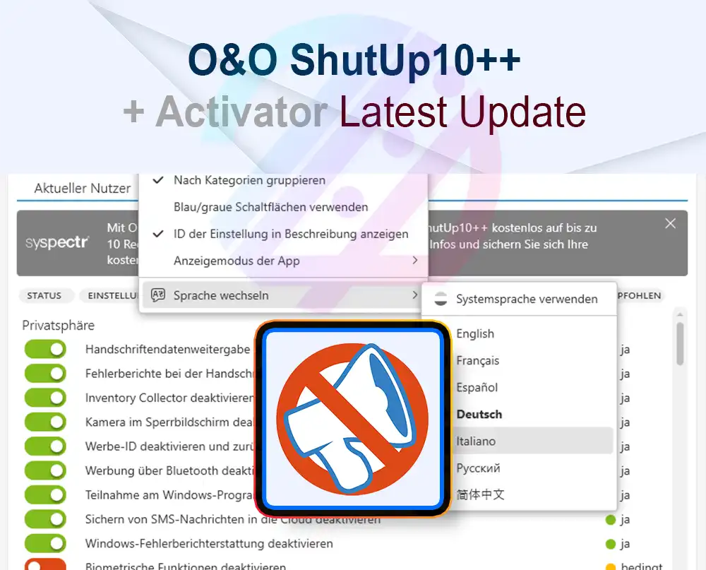 O&O ShutUp10++ 2.1.1015 + Crack