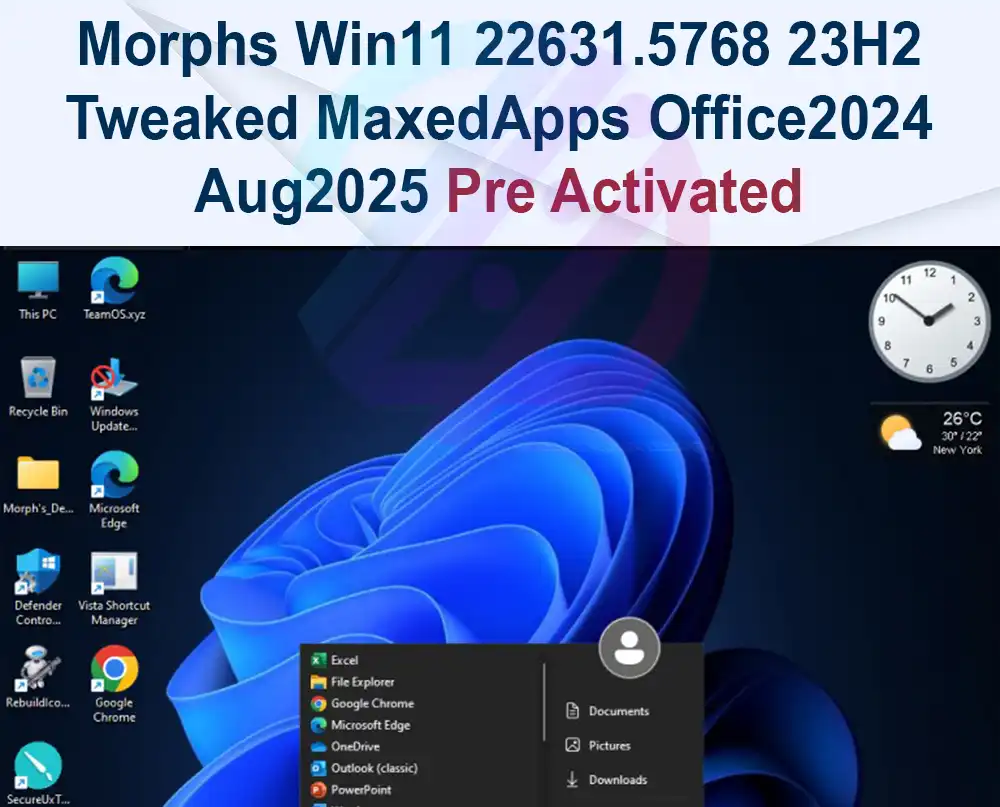 Morphs Win11 22631.5768 23H2 Tweaked MaxedApps No TPM Office2024 Aug2025